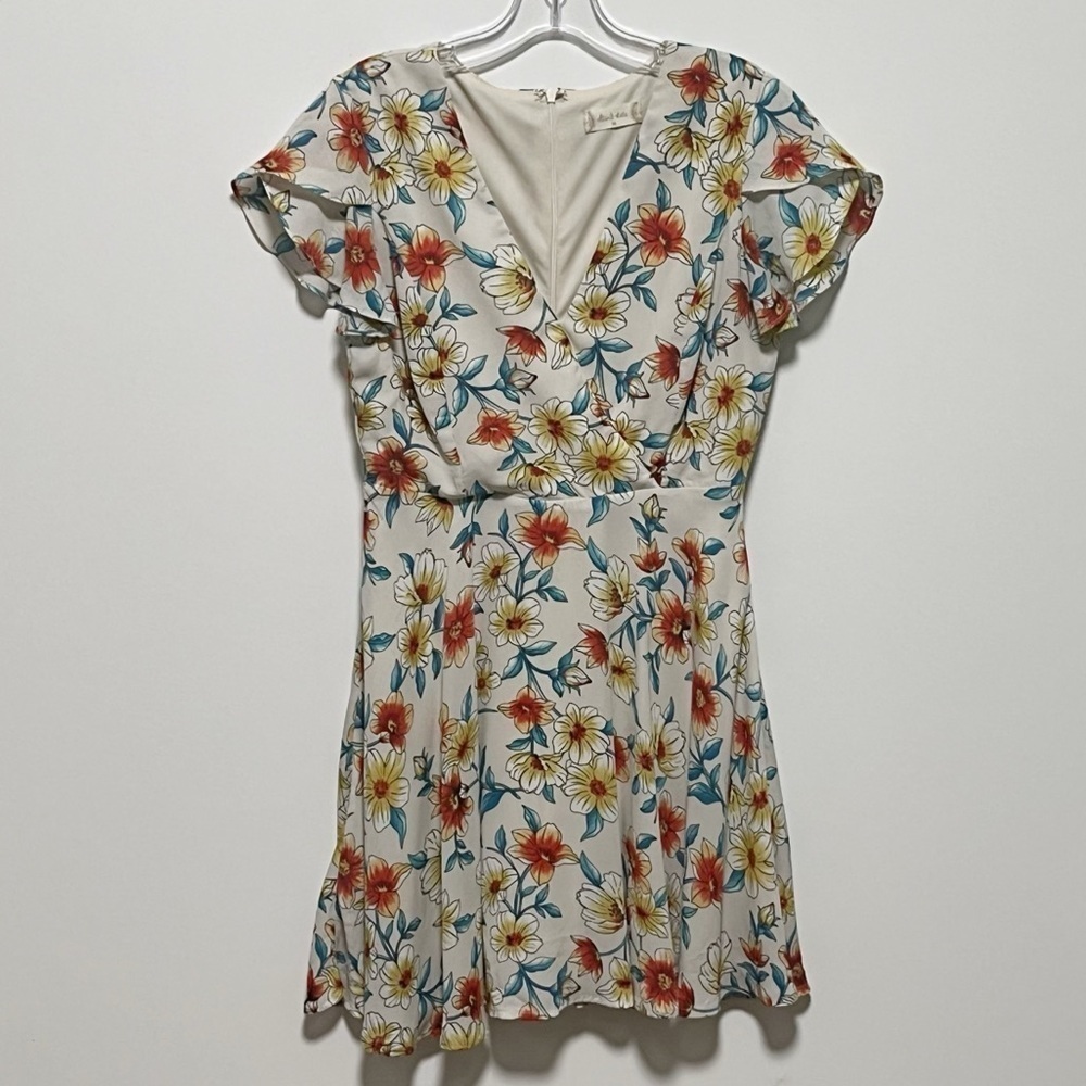 Altar'd State Flattering Floral flirty Multicolor faux wrap fun chiffon dress
